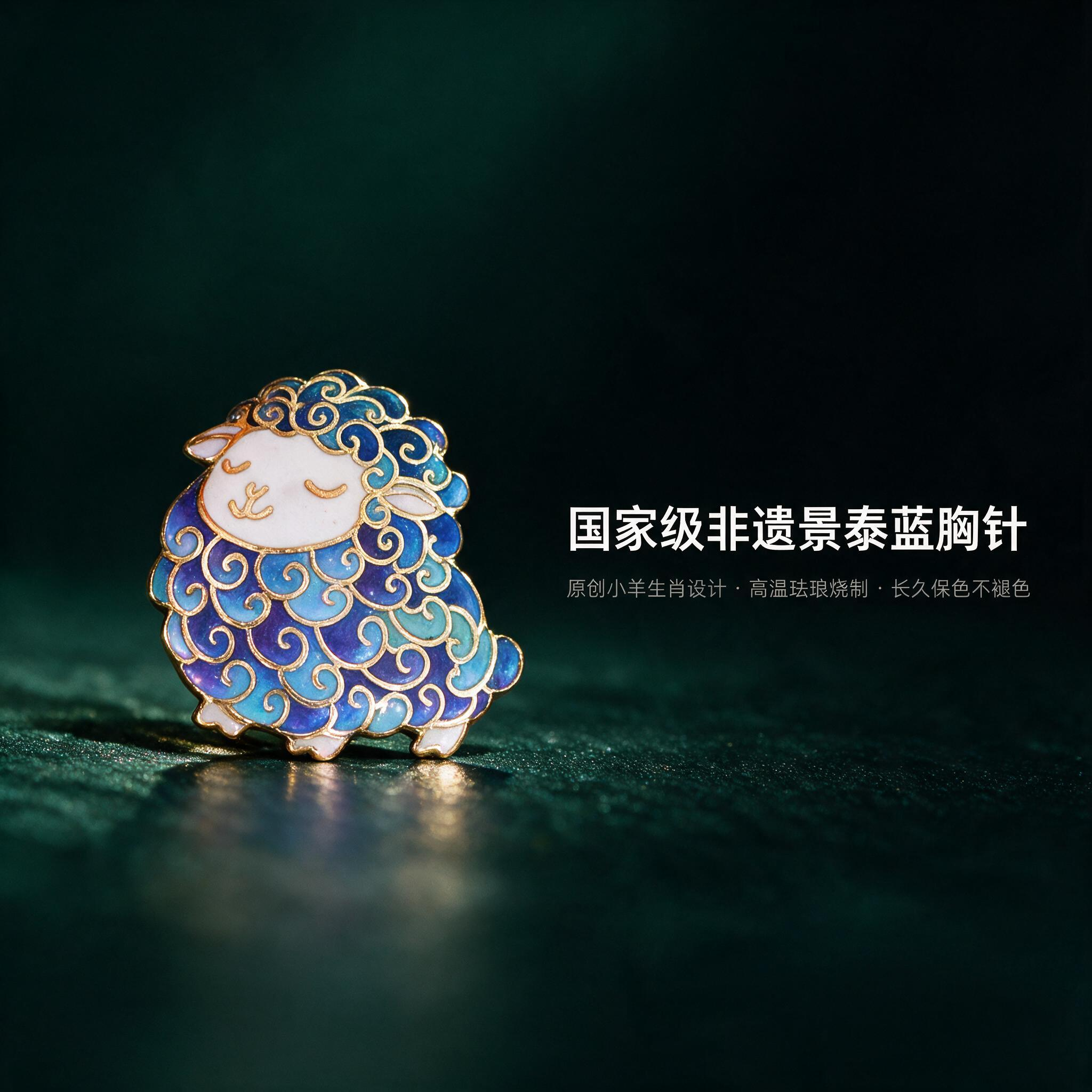 国家级非遗景泰蓝小羊胸针